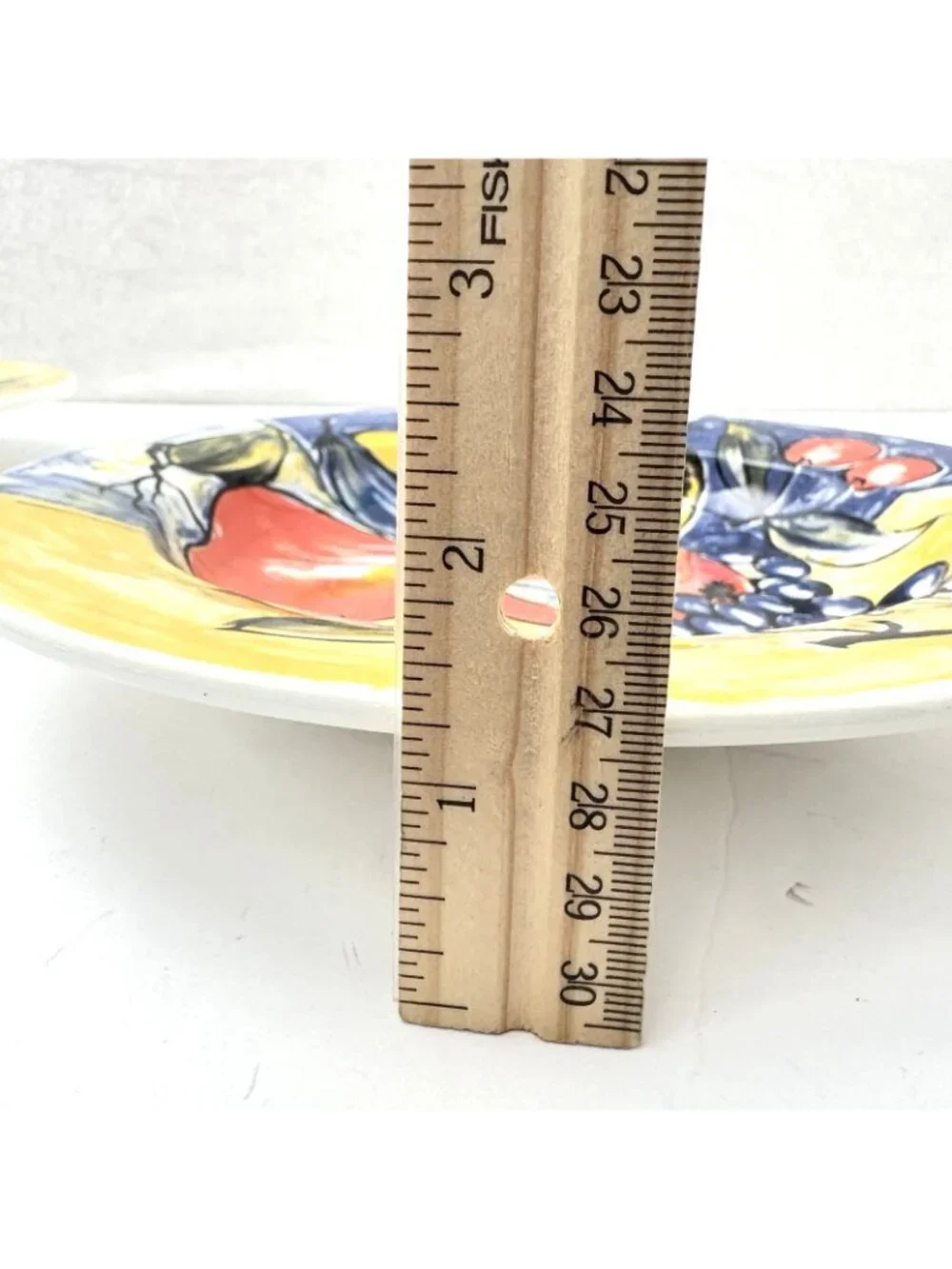 PIER 1 Italy Pasta Bowls Set of 2 Hand Painted Fruit Yellow 9” Vintage